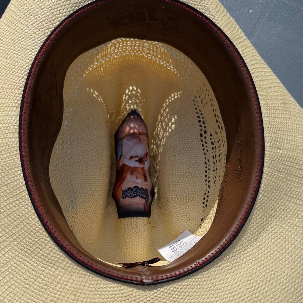 Bull Ranch Cream Straw Cowboy Hat with Brown Band - Picture 4 of 10